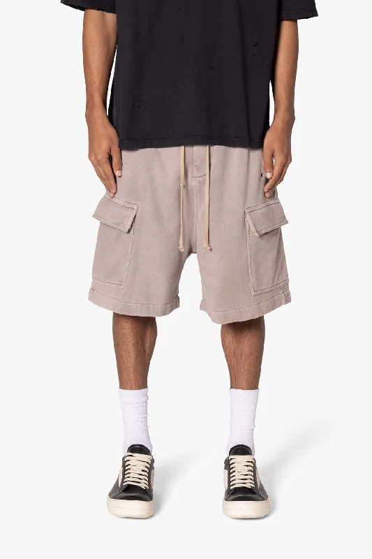 Rave Cargo Fleece Sweat Shorts - Washed Mauve