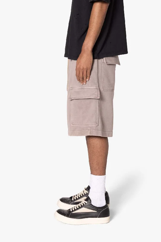 Rave Cargo Fleece Sweat Shorts - Washed Mauve