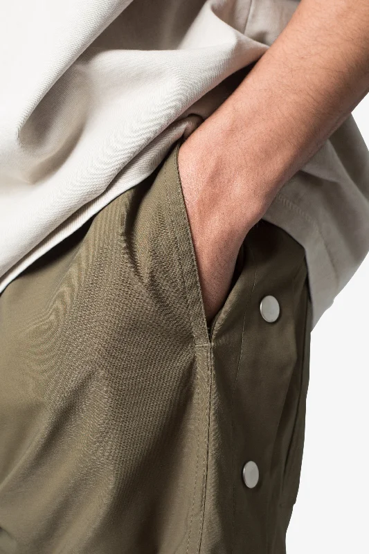 Side Snap Nylon Shorts - Olive