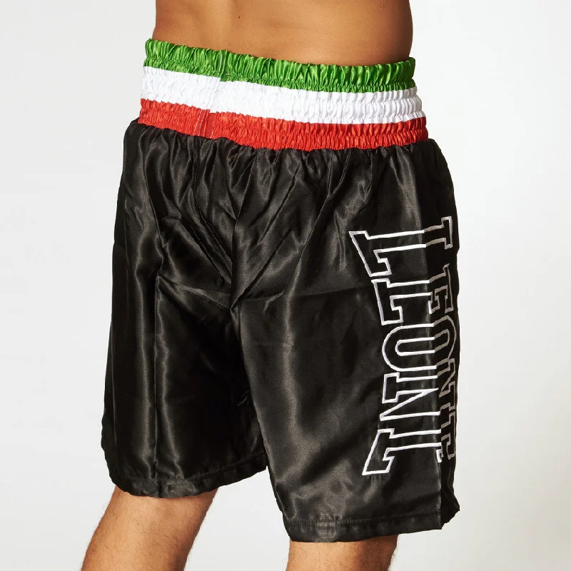 Leone Pantaloncino da Boxe da uomo in satin con cintura tricolore AB733 black