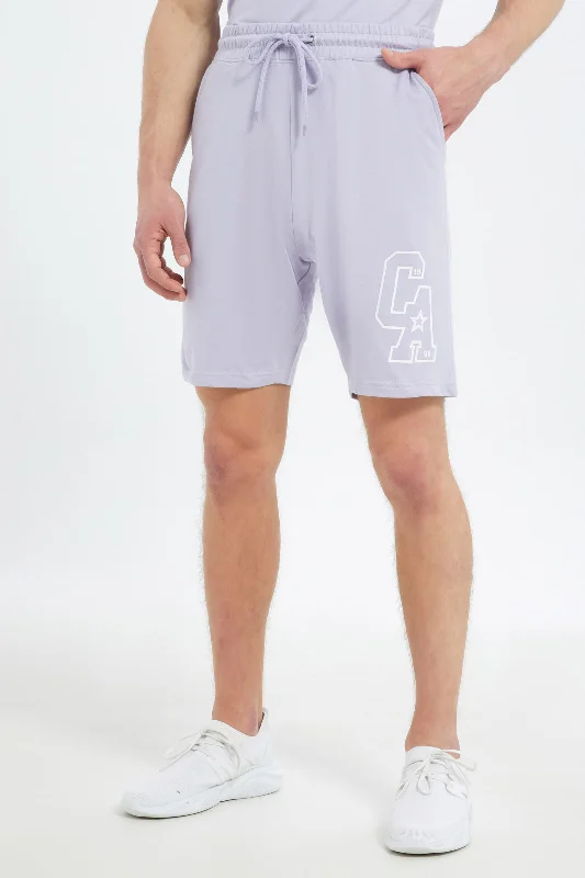 Men Lilac Printed Lounge Short