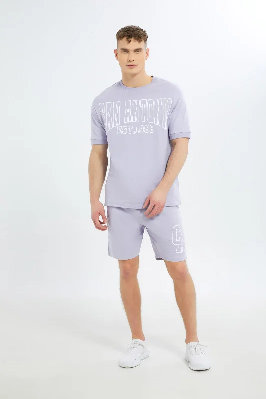 Men Lilac Printed Lounge Short