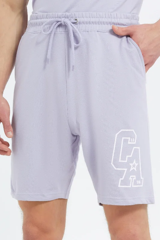 Men Lilac Printed Lounge Short