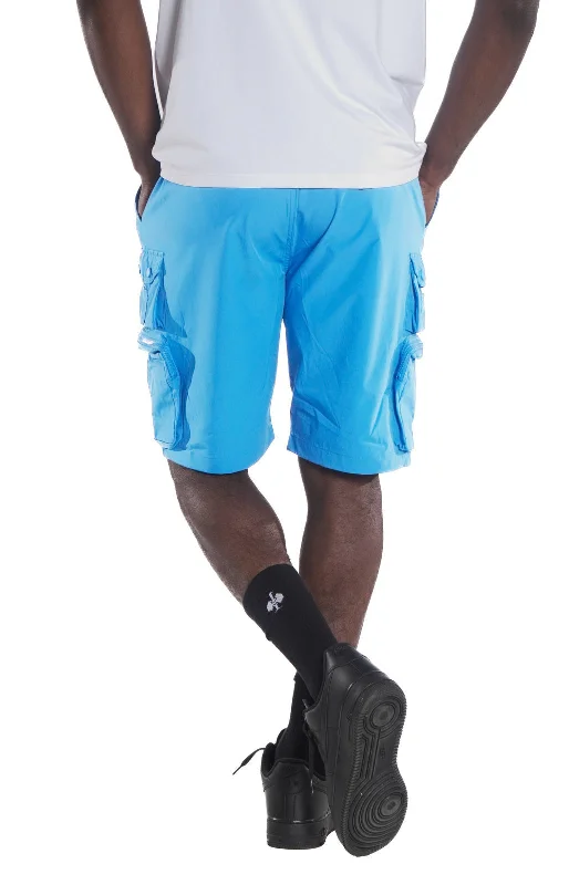 M633 Colton Nylon Spandex Cargo Shorts - Light Blue