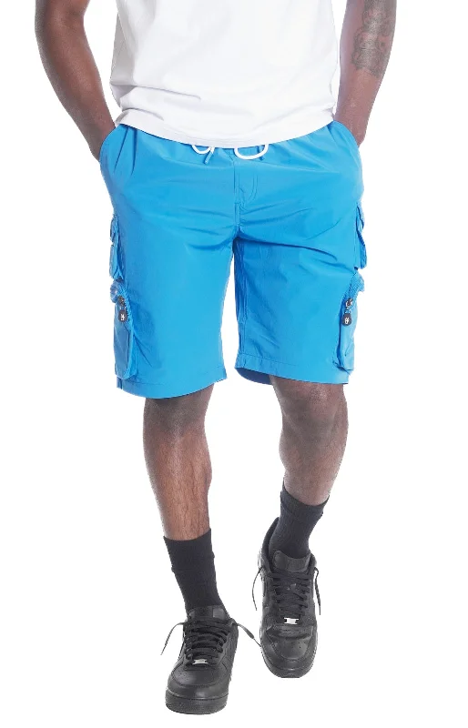 M633 Colton Nylon Spandex Cargo Shorts - Light Blue